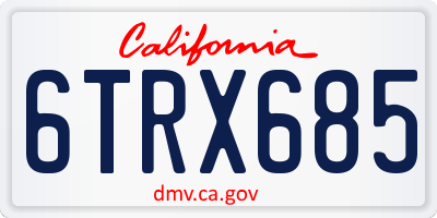 CA license plate 6TRX685