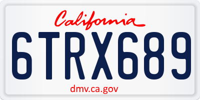 CA license plate 6TRX689