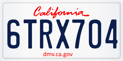 CA license plate 6TRX704