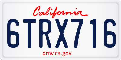 CA license plate 6TRX716