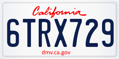 CA license plate 6TRX729