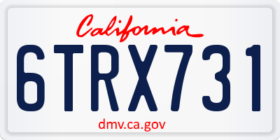 CA license plate 6TRX731