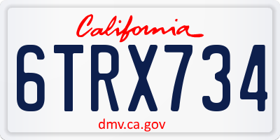 CA license plate 6TRX734