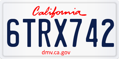 CA license plate 6TRX742