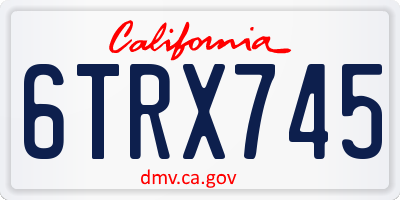 CA license plate 6TRX745