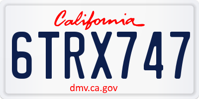 CA license plate 6TRX747