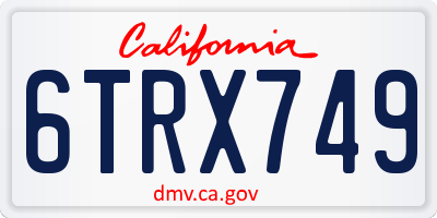CA license plate 6TRX749