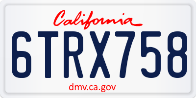 CA license plate 6TRX758