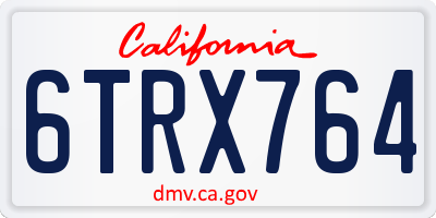 CA license plate 6TRX764