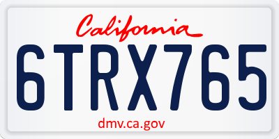 CA license plate 6TRX765