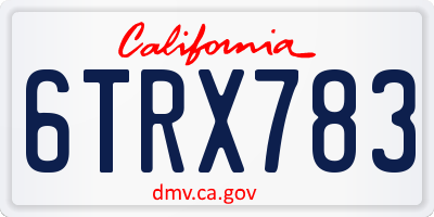 CA license plate 6TRX783