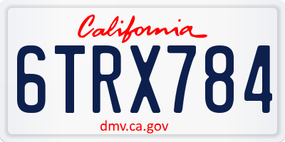 CA license plate 6TRX784