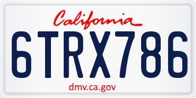 CA license plate 6TRX786