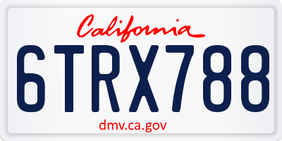 CA license plate 6TRX788