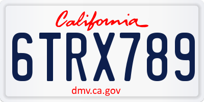 CA license plate 6TRX789