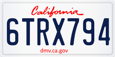 CA license plate 6TRX794