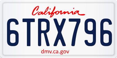 CA license plate 6TRX796