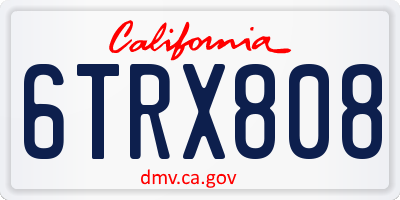 CA license plate 6TRX808