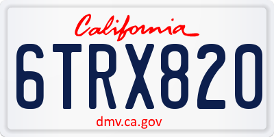 CA license plate 6TRX820