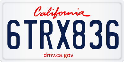 CA license plate 6TRX836