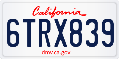 CA license plate 6TRX839