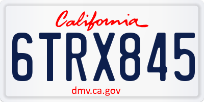 CA license plate 6TRX845