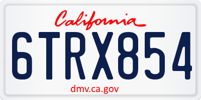 CA license plate 6TRX854