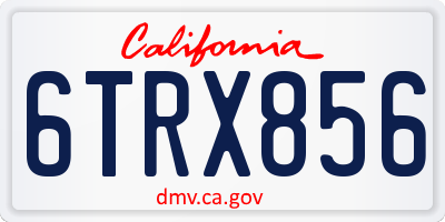 CA license plate 6TRX856