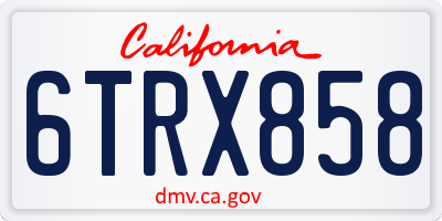 CA license plate 6TRX858