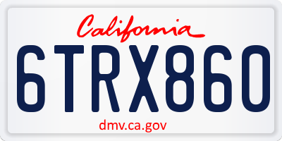CA license plate 6TRX860
