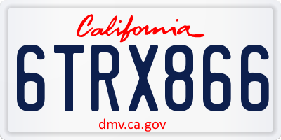 CA license plate 6TRX866