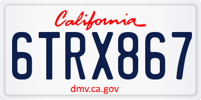 CA license plate 6TRX867