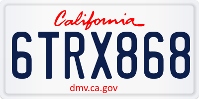 CA license plate 6TRX868