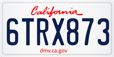 CA license plate 6TRX873
