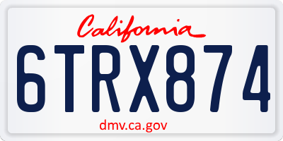 CA license plate 6TRX874