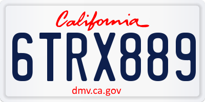 CA license plate 6TRX889