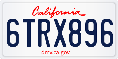 CA license plate 6TRX896