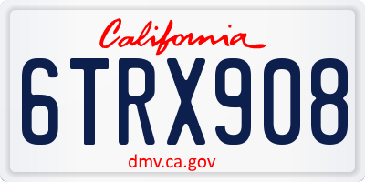 CA license plate 6TRX908