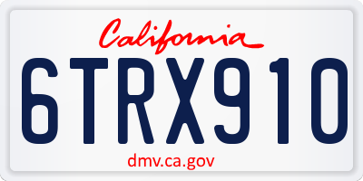 CA license plate 6TRX910