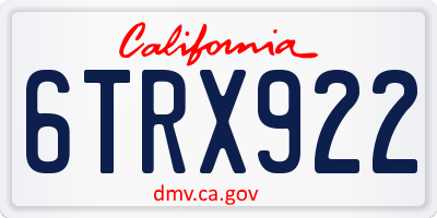 CA license plate 6TRX922