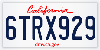 CA license plate 6TRX929