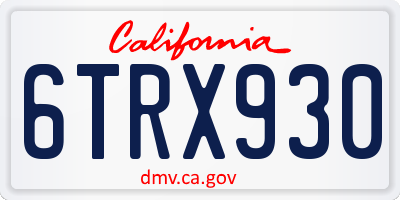 CA license plate 6TRX930