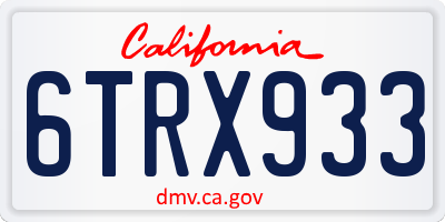 CA license plate 6TRX933