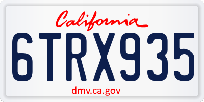 CA license plate 6TRX935