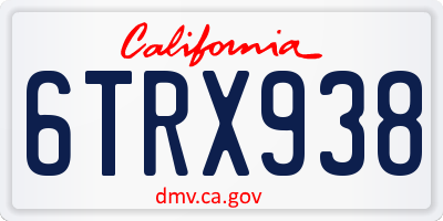 CA license plate 6TRX938