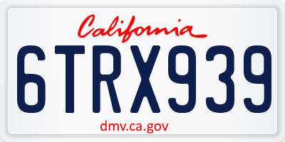 CA license plate 6TRX939