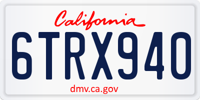 CA license plate 6TRX940