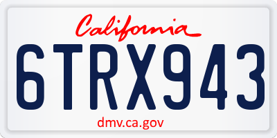 CA license plate 6TRX943