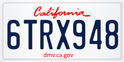 CA license plate 6TRX948