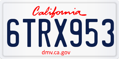 CA license plate 6TRX953